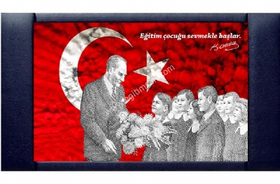 Atatrk ve ocuk Makam Panosu 70x110 cm